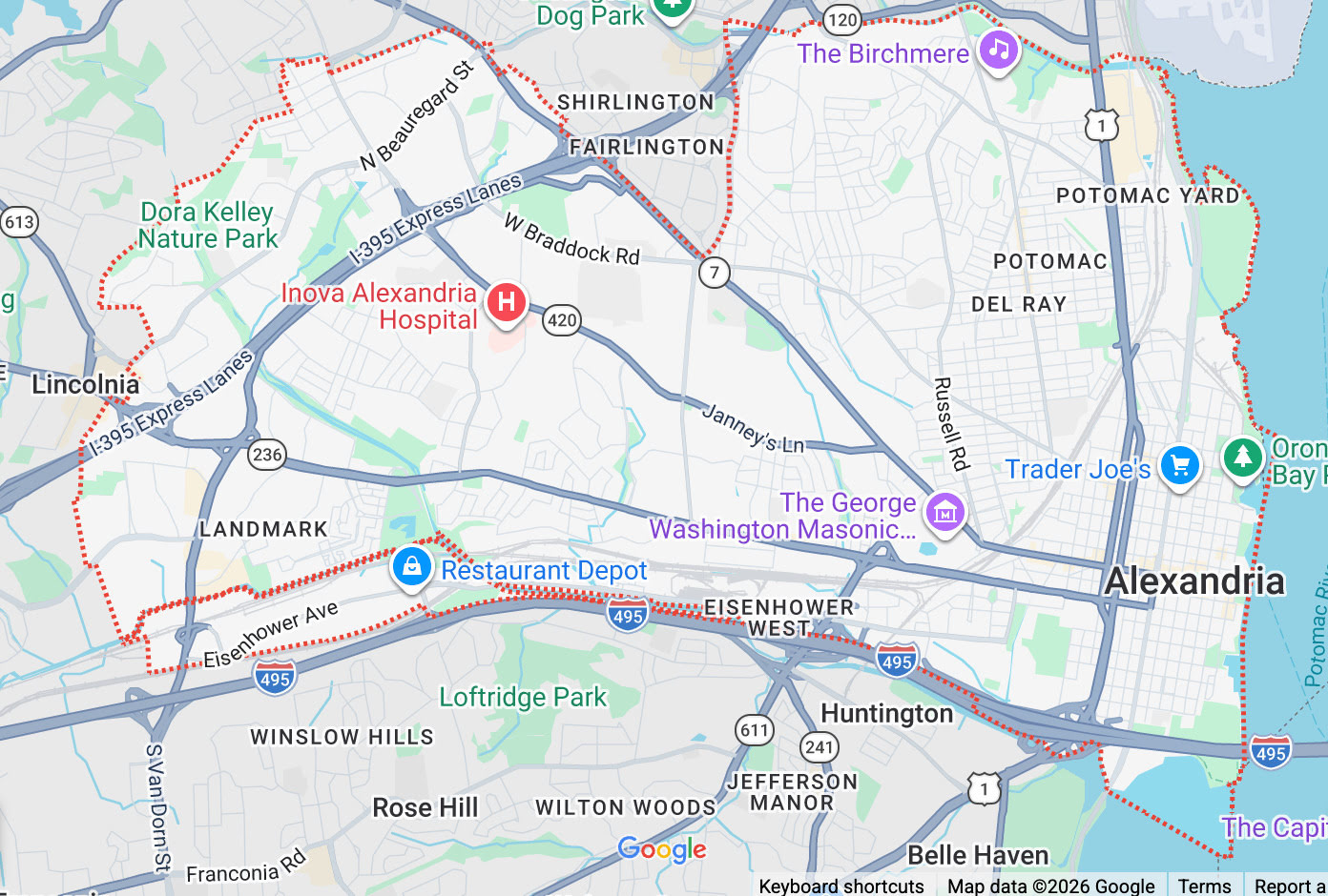 Alexandria Service Area Map
